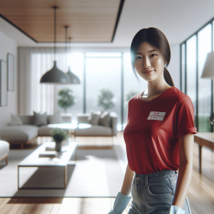 Cool cleaning company t shirt red